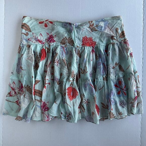 Sm Y2K VTG NWT Express Blue Tiered Mini Skirt Floral Rhinestone Coquette Fairy - Picture 1 of 7